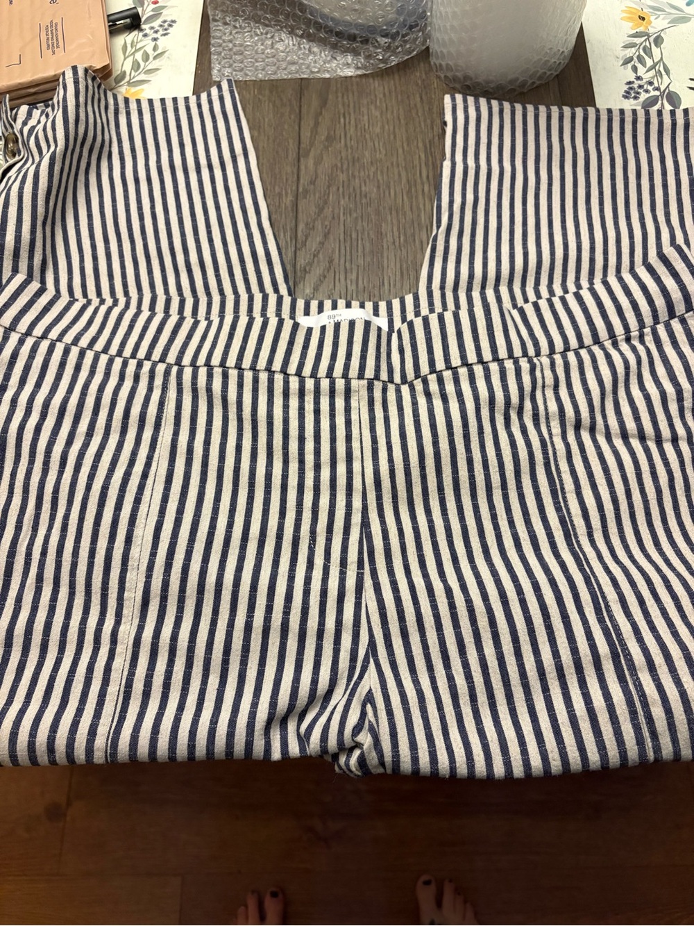 89th + Madison Navy & White Vertical Stripe Pants